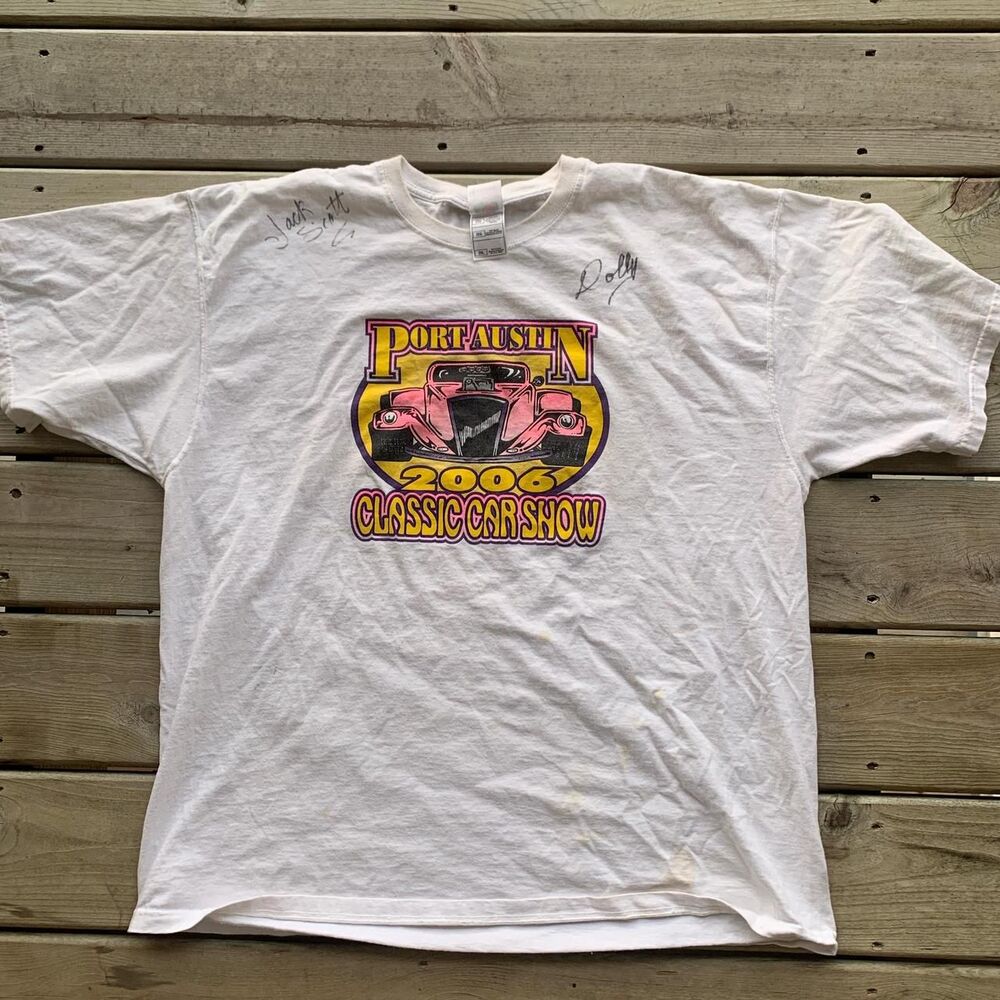 2006 port austin classic car show tee – signed jack scott & dolly parton